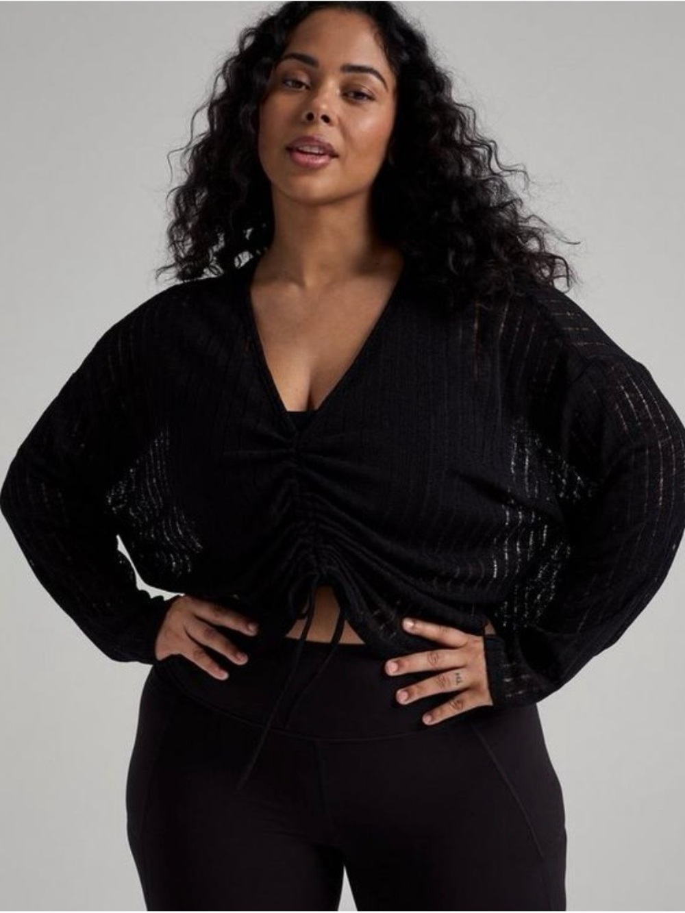 Torrid TRU Lightweight Hacci Ruched Active Overshirt - Size 00 - NWT!